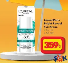 LOREAL PARİS BRİGHT REVEAL YÜZ KREMİ 50 ML 50 SPF